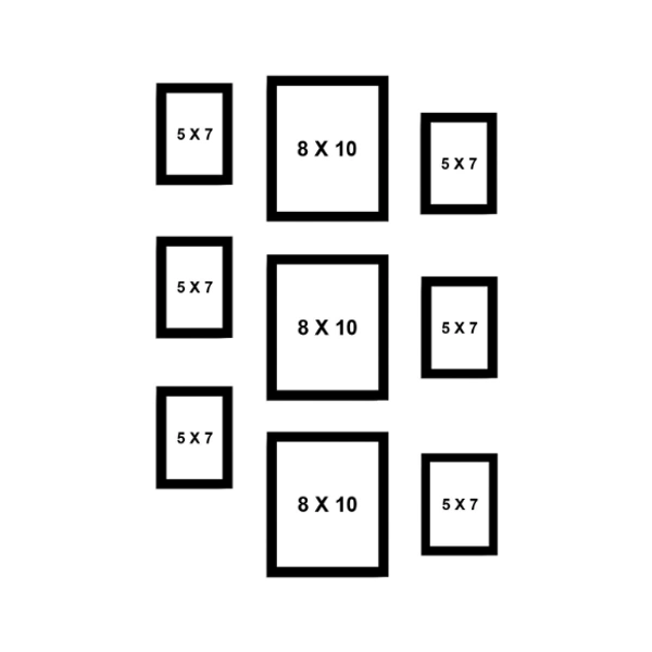 ABHINAVA ONLINE Abhinava Synthetic Wood Photo Frames for Wall & Table - Set of 9 - 8"x 10" & 5"x 7" , BLACK